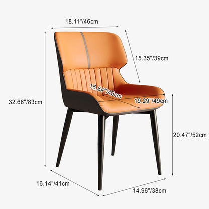 Contemporary Scandinavian PU Leather Carbon Steel Dining Chair Backrest Armless For Dining Room