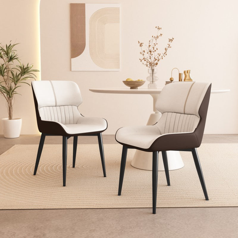 Contemporary Scandinavian PU Leather Carbon Steel Dining Chair Backrest Armless For Dining Room