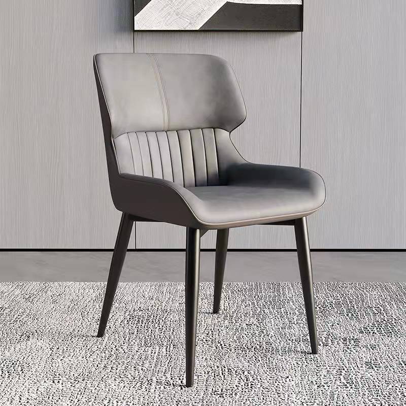 Contemporary Scandinavian PU Leather Carbon Steel Dining Chair Backrest Armless For Dining Room