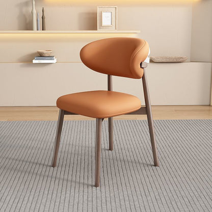Contemporary Scandinavian PU Leather Solid Wood Dining Chair Backrest Armless For Dining Room
