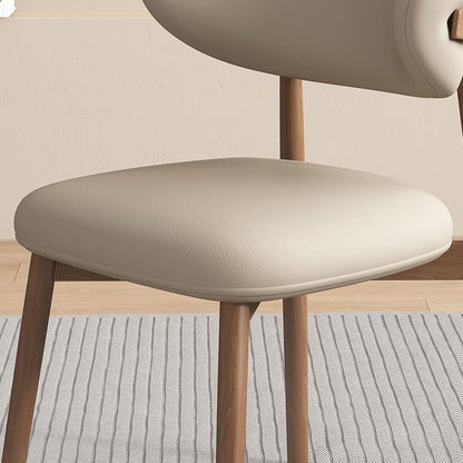 Contemporary Scandinavian PU Leather Solid Wood Dining Chair Backrest Armless For Dining Room