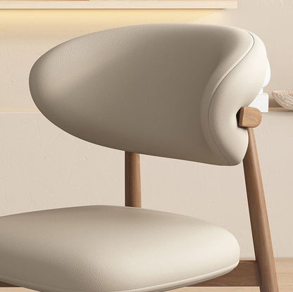 Contemporary Scandinavian PU Leather Solid Wood Dining Chair Backrest Armless For Dining Room