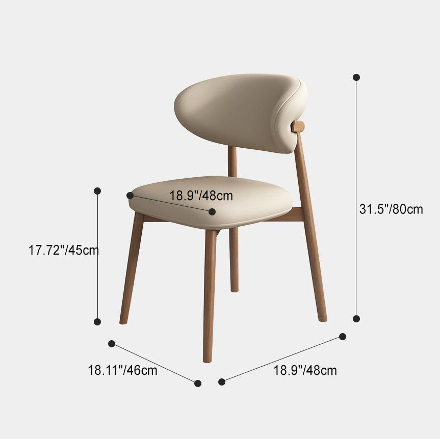 Contemporary Scandinavian PU Leather Solid Wood Dining Chair Backrest Armless For Dining Room