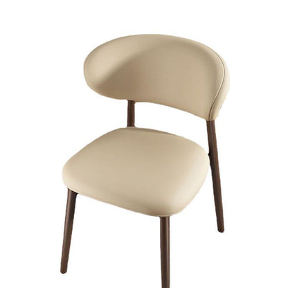 Contemporary Scandinavian PU Leather Solid Wood Dining Chair Backrest Armless For Dining Room
