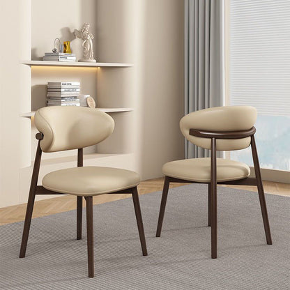 Contemporary Scandinavian PU Leather Solid Wood Dining Chair Backrest Armless For Dining Room