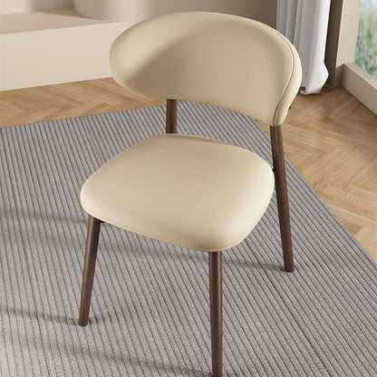 Contemporary Scandinavian PU Leather Solid Wood Dining Chair Backrest Armless For Dining Room