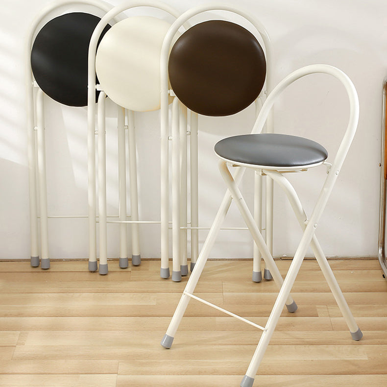 Modern Simplicity PU Iron Foldable Bar Stool Backrest Armless For Dining Room