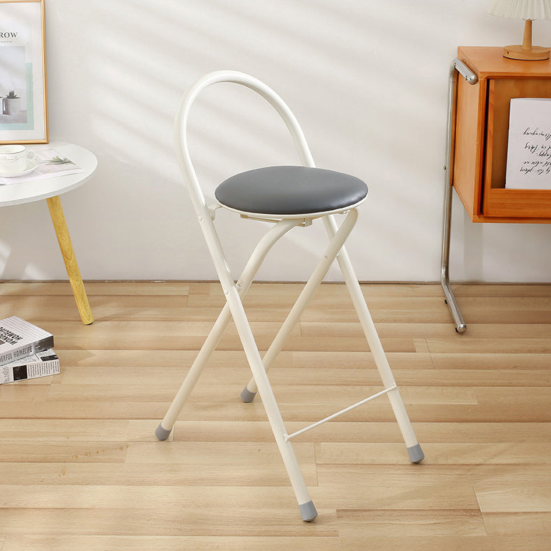 Modern Simplicity PU Iron Foldable Bar Stool Backrest Armless For Dining Room