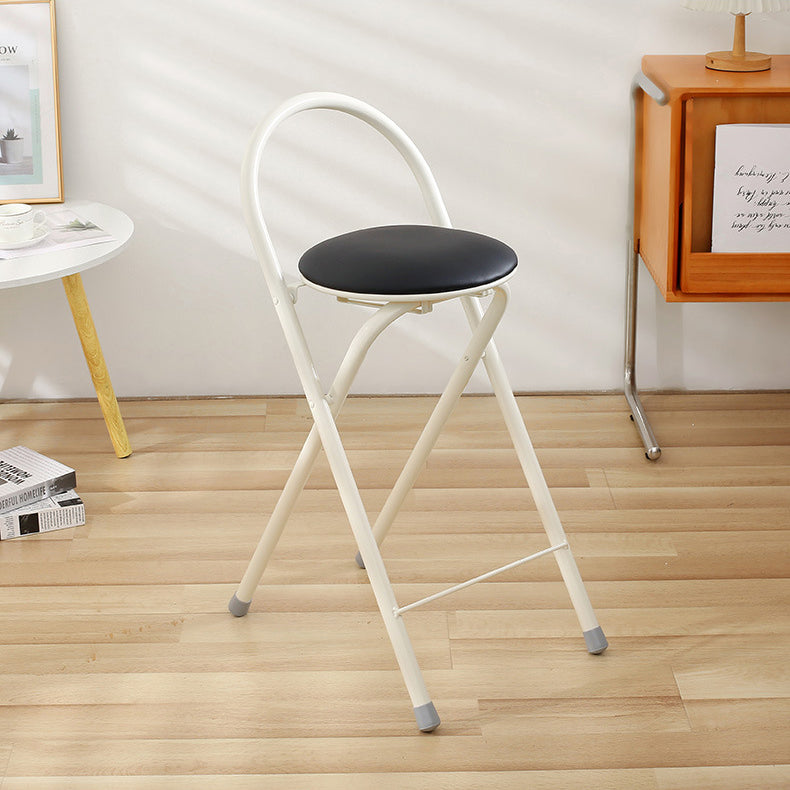 Modern Simplicity PU Iron Foldable Bar Stool Backrest Armless For Dining Room