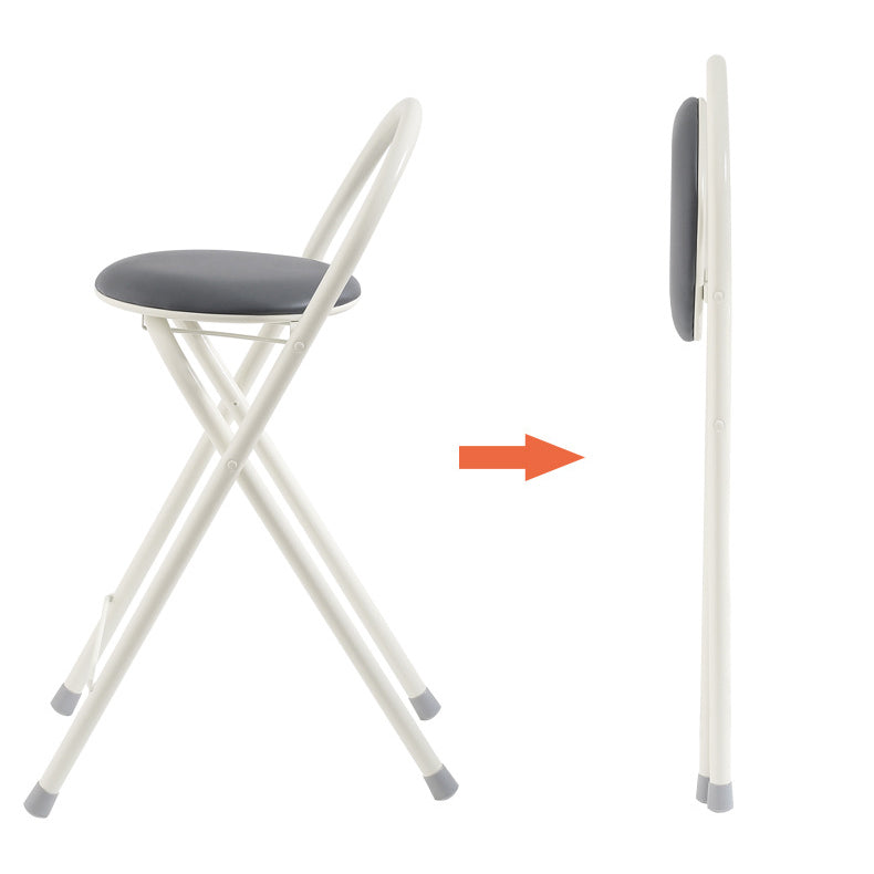 Modern Simplicity PU Iron Foldable Bar Stool Backrest Armless For Dining Room