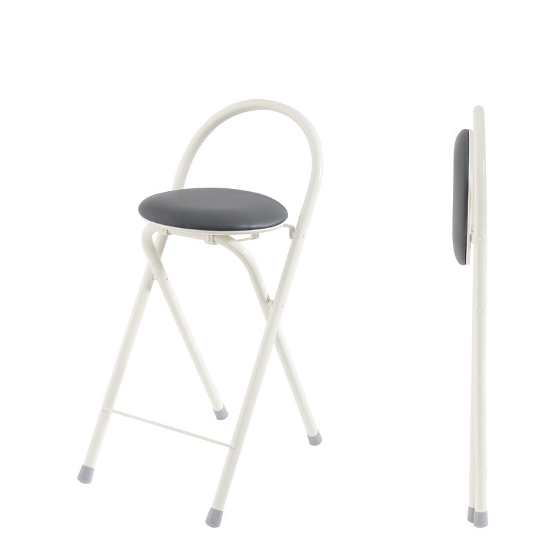 Modern Simplicity PU Iron Foldable Bar Stool Backrest Armless For Dining Room