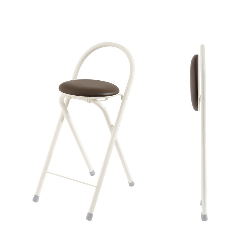 Modern Simplicity PU Iron Foldable Bar Stool Backrest Armless For Dining Room