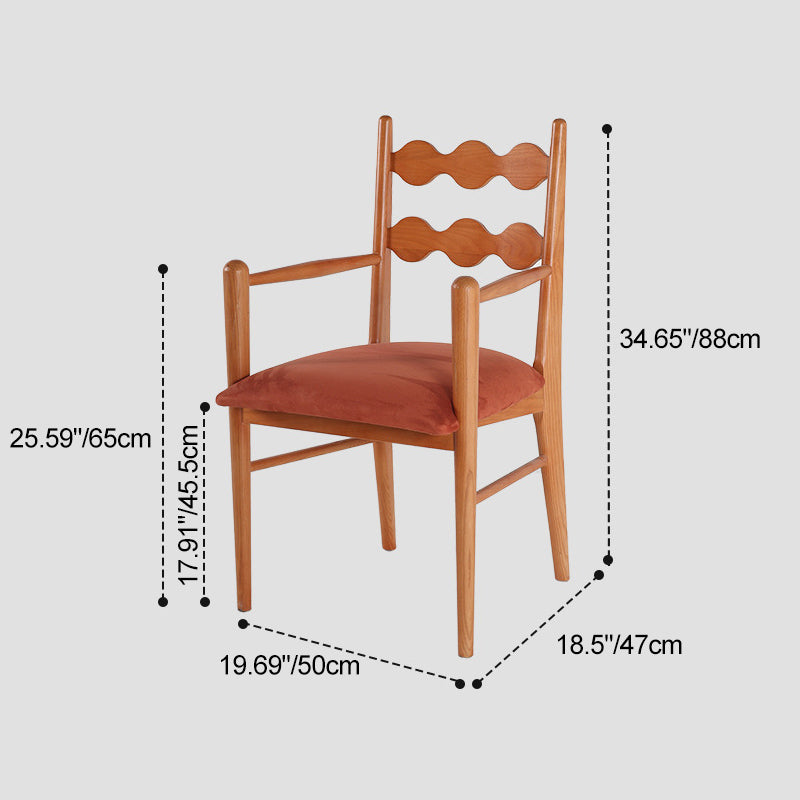 Contemporary Retro Flannelette Ash Dining Chair Backrest Armrest For Dining Room