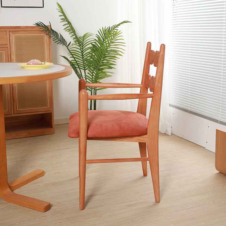 Contemporary Retro Flannelette Ash Dining Chair Backrest Armrest For Dining Room