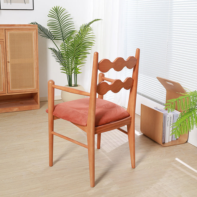 Contemporary Retro Flannelette Ash Dining Chair Backrest Armrest For Dining Room