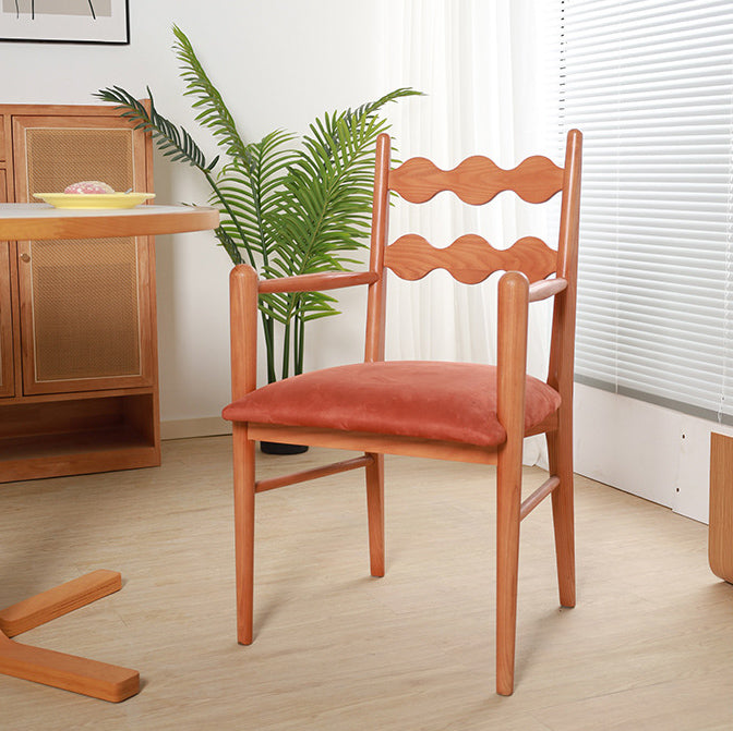 Contemporary Retro Flannelette Ash Dining Chair Backrest Armrest For Dining Room