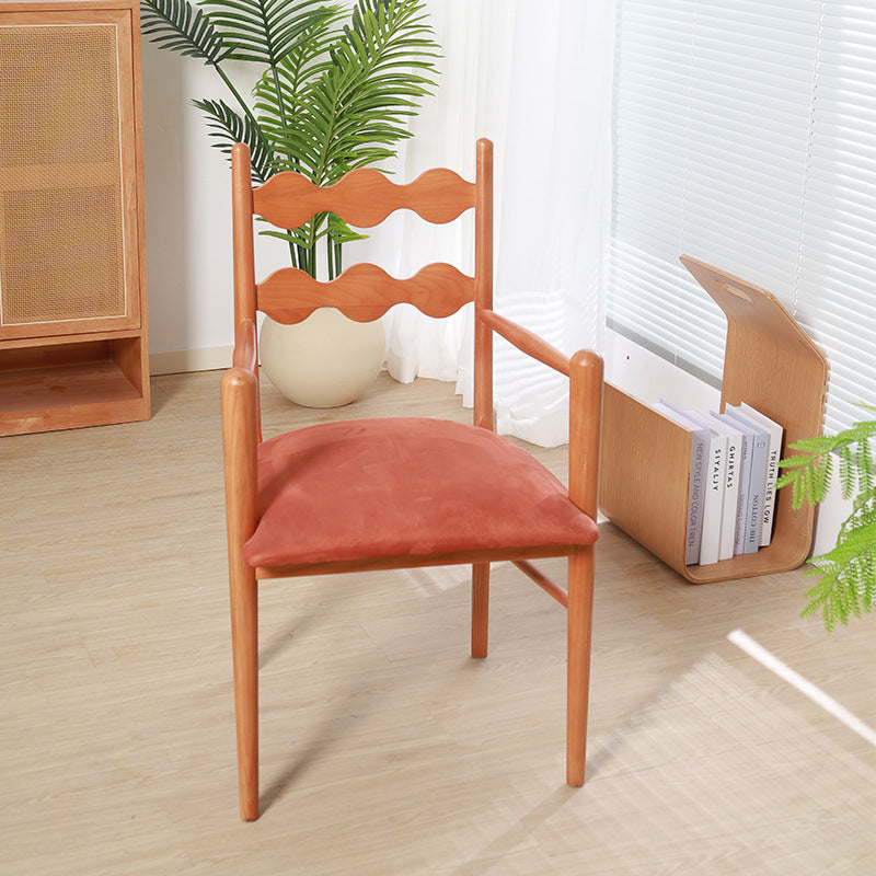 Contemporary Retro Flannelette Ash Dining Chair Backrest Armrest For Dining Room