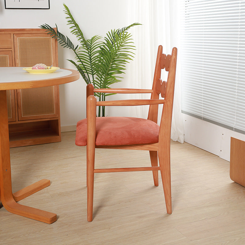 Contemporary Retro Flannelette Ash Dining Chair Backrest Armrest For Dining Room