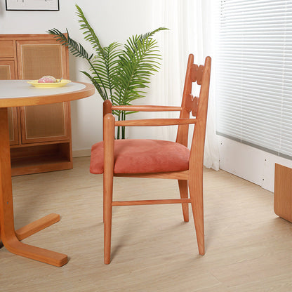 Contemporary Retro Flannelette Ash Dining Chair Backrest Armrest For Dining Room