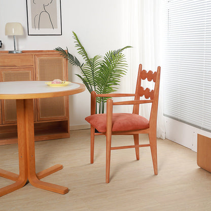 Contemporary Retro Flannelette Ash Dining Chair Backrest Armrest For Dining Room