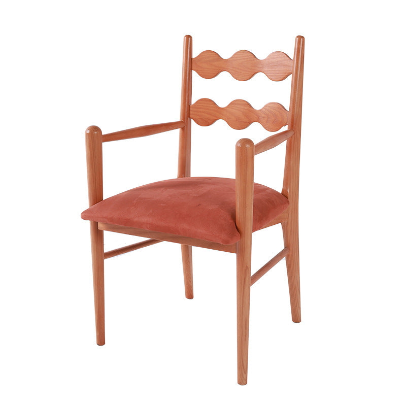 Contemporary Retro Flannelette Ash Dining Chair Backrest Armrest For Dining Room
