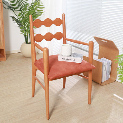 Contemporary Retro Flannelette Ash Dining Chair Backrest Armrest For Dining Room