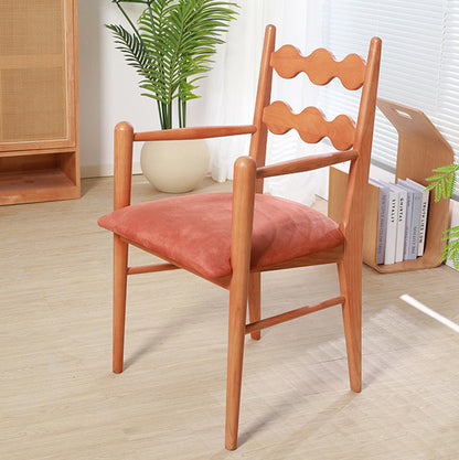 Contemporary Retro Flannelette Ash Dining Chair Backrest Armrest For Dining Room