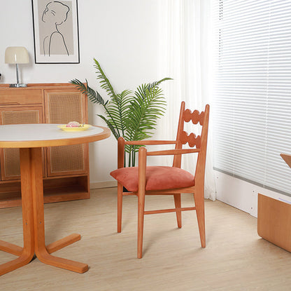 Contemporary Retro Flannelette Ash Dining Chair Backrest Armrest For Dining Room