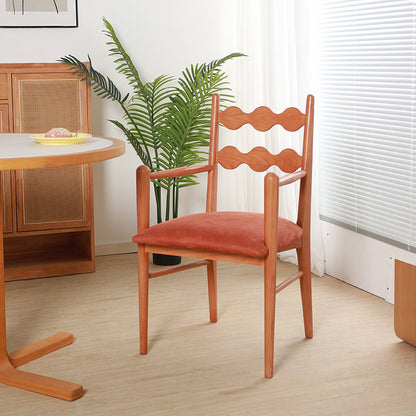 Contemporary Retro Flannelette Ash Dining Chair Backrest Armrest For Dining Room