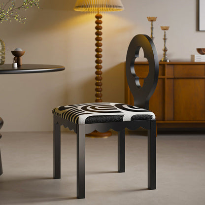 Traditional French Four Leaf Clover Flannelette Carbon Steel Dining Chair Backrest Armless For Dining Room