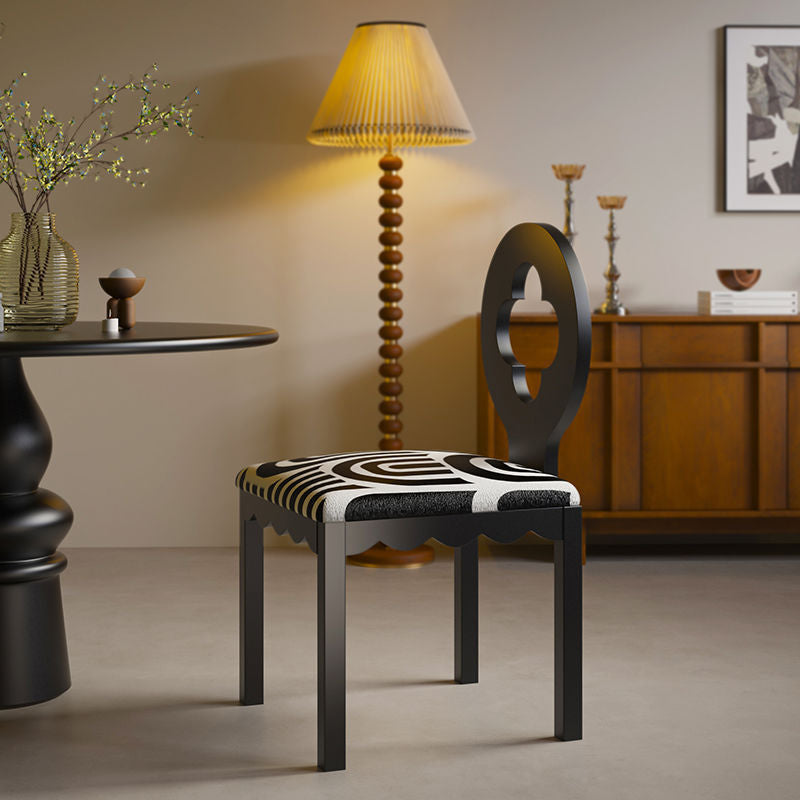 Traditional French Four Leaf Clover Flannelette Carbon Steel Dining Chair Backrest Armless For Dining Room