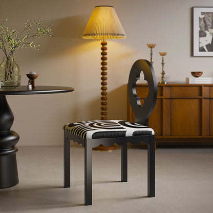 Traditional French Four Leaf Clover Flannelette Carbon Steel Dining Chair Backrest Armless For Dining Room