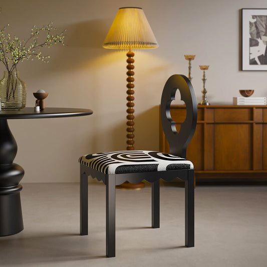 Traditional French Four Leaf Clover Flannelette Carbon Steel Dining Chair Backrest Armless For Dining Room