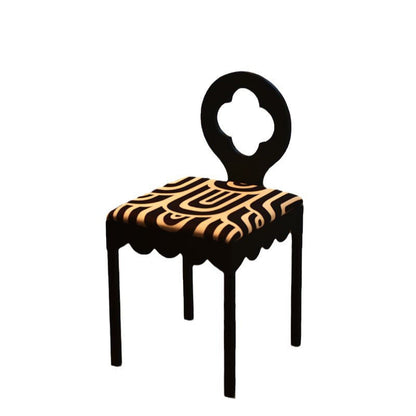 Traditional French Four Leaf Clover Flannelette Carbon Steel Dining Chair Backrest Armless For Dining Room