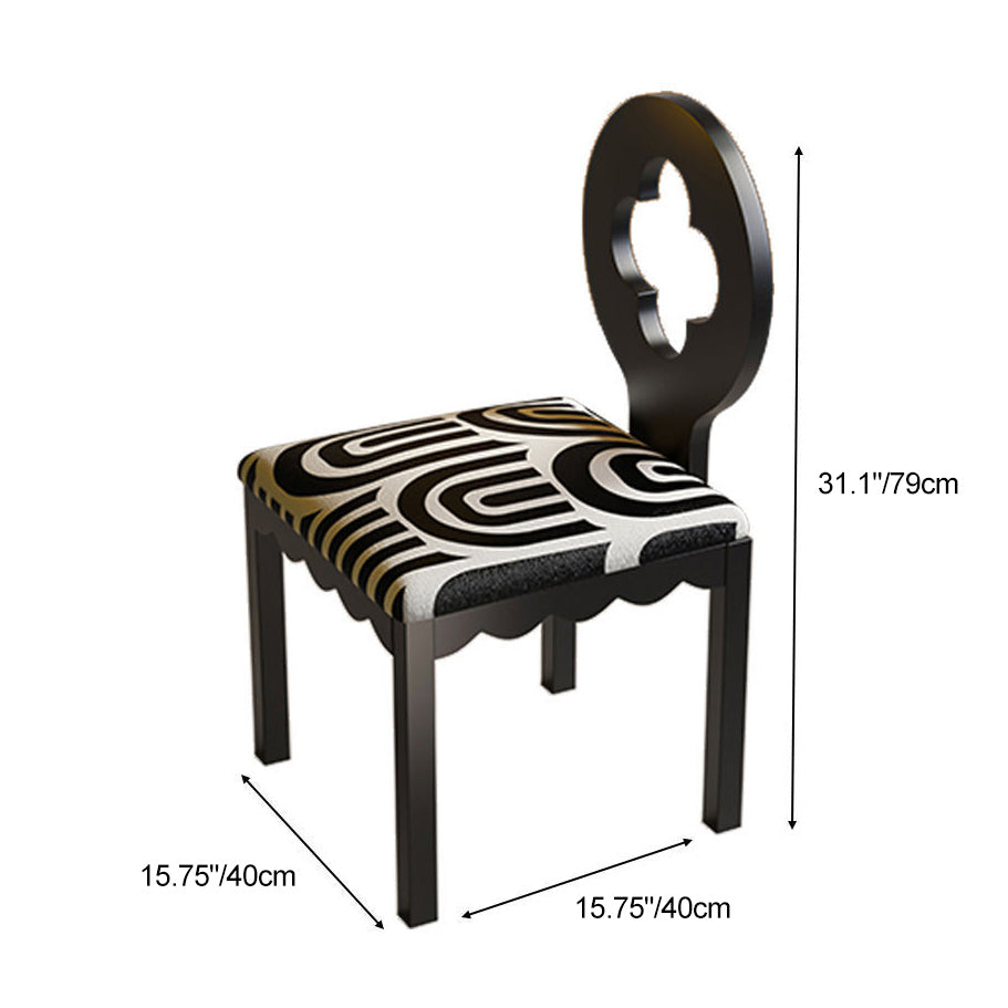 Traditional French Four Leaf Clover Flannelette Carbon Steel Dining Chair Backrest Armless For Dining Room