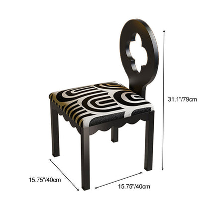 Traditional French Four Leaf Clover Flannelette Carbon Steel Dining Chair Backrest Armless For Dining Room