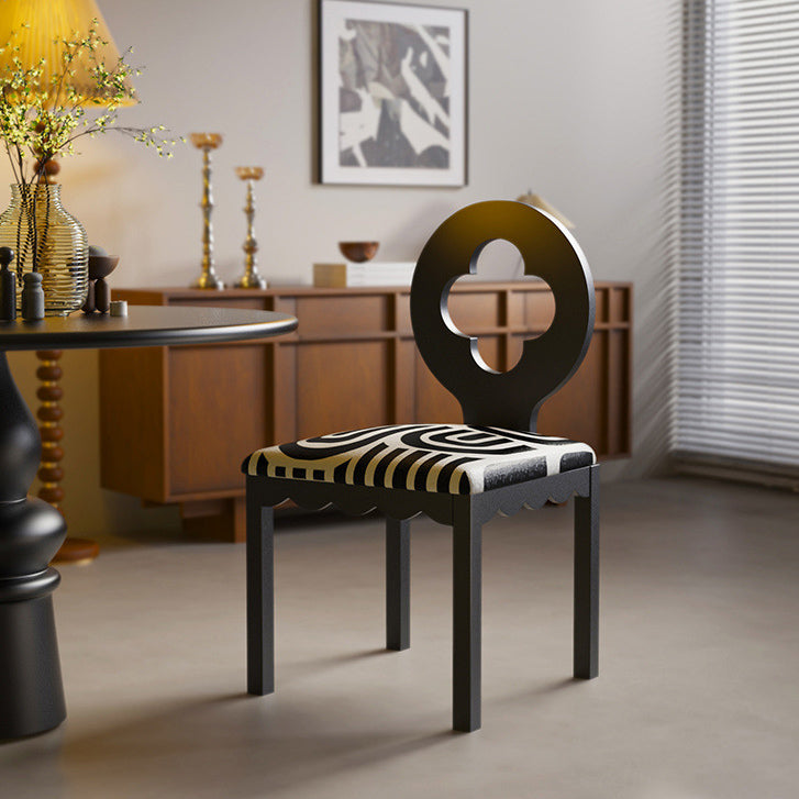 Traditional French Four Leaf Clover Flannelette Carbon Steel Dining Chair Backrest Armless For Dining Room