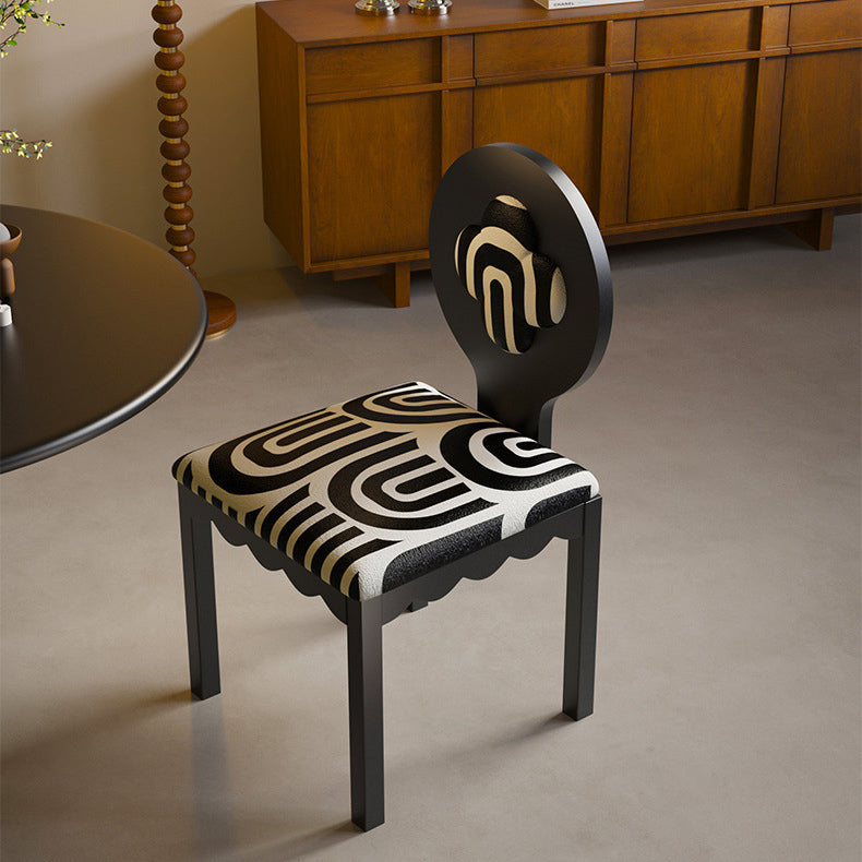 Traditional French Four Leaf Clover Flannelette Carbon Steel Dining Chair Backrest Armless For Dining Room