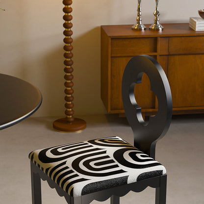 Traditional French Four Leaf Clover Flannelette Carbon Steel Dining Chair Backrest Armless For Dining Room