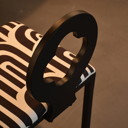 Traditional French Four Leaf Clover Flannelette Carbon Steel Dining Chair Backrest Armless For Dining Room