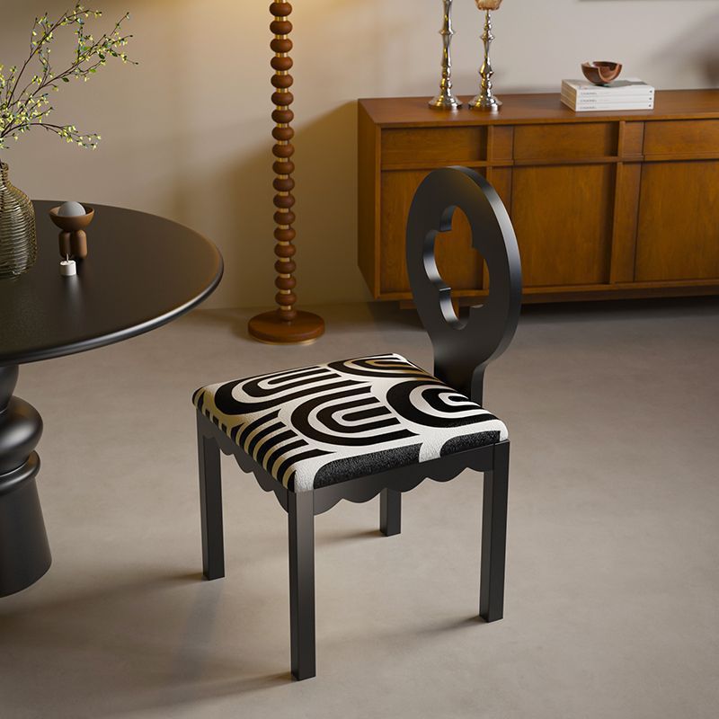 Traditional French Four Leaf Clover Flannelette Carbon Steel Dining Chair Backrest Armless For Dining Room