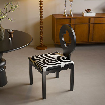 Traditional French Four Leaf Clover Flannelette Carbon Steel Dining Chair Backrest Armless For Dining Room