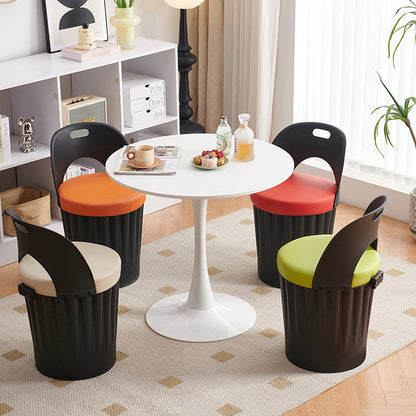 Contemporary Creative Bucket Storage PP PU Dining Chair Backrest Armless For Dining Room