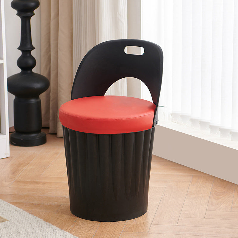 Contemporary Creative Bucket Storage PP PU Dining Chair Backrest Armless For Dining Room