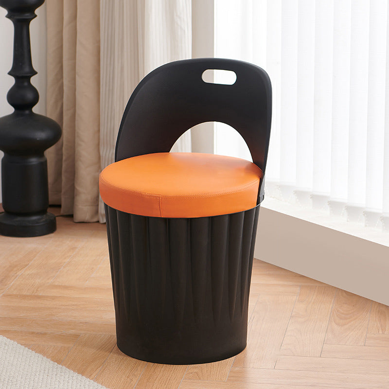 Contemporary Creative Bucket Storage PP PU Dining Chair Backrest Armless For Dining Room
