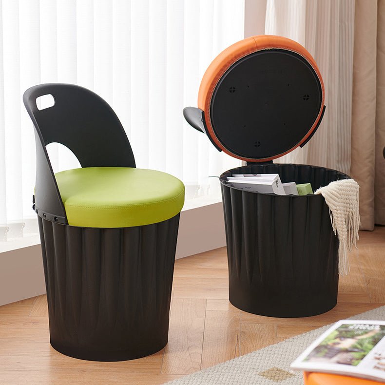 Contemporary Creative Bucket Storage PP PU Dining Chair Backrest Armless For Dining Room