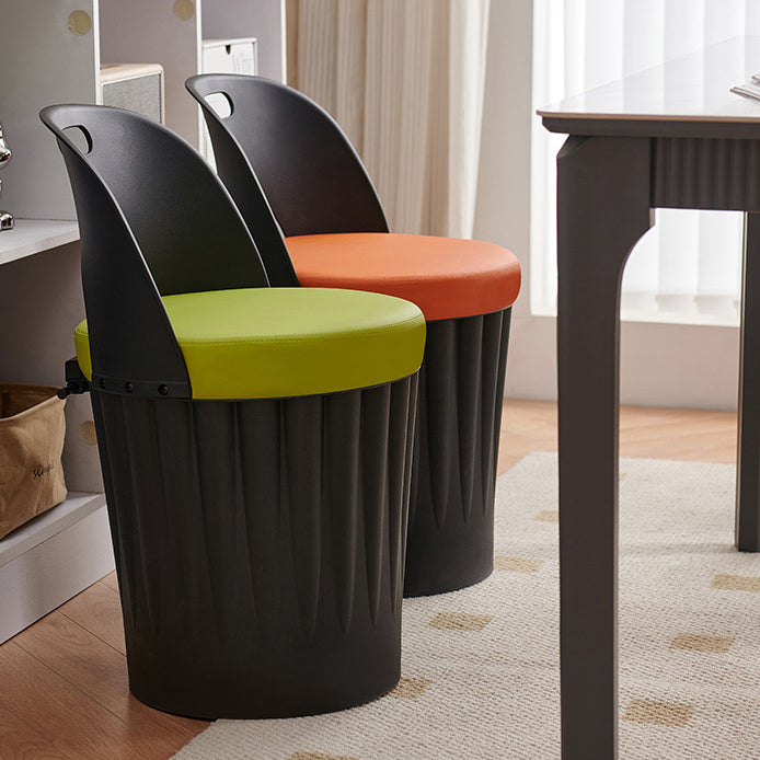 Contemporary Creative Bucket Storage PP PU Dining Chair Backrest Armless For Dining Room
