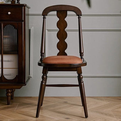Traditional French Flannelette Solid Wood Dining Chair Backrest Armless For Dining Room