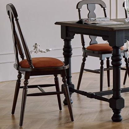 Traditional French Flannelette Solid Wood Dining Chair Backrest Armless For Dining Room