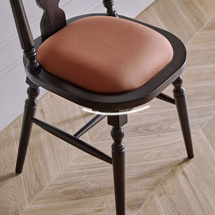 Traditional French Flannelette Solid Wood Dining Chair Backrest Armless For Dining Room